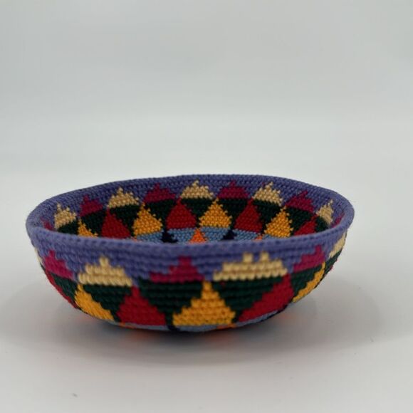 Fiber Arts Bowl 4" Trinket Catch-all Sun Southwest Multicolor Soft Flexible - Picture 2 of 6